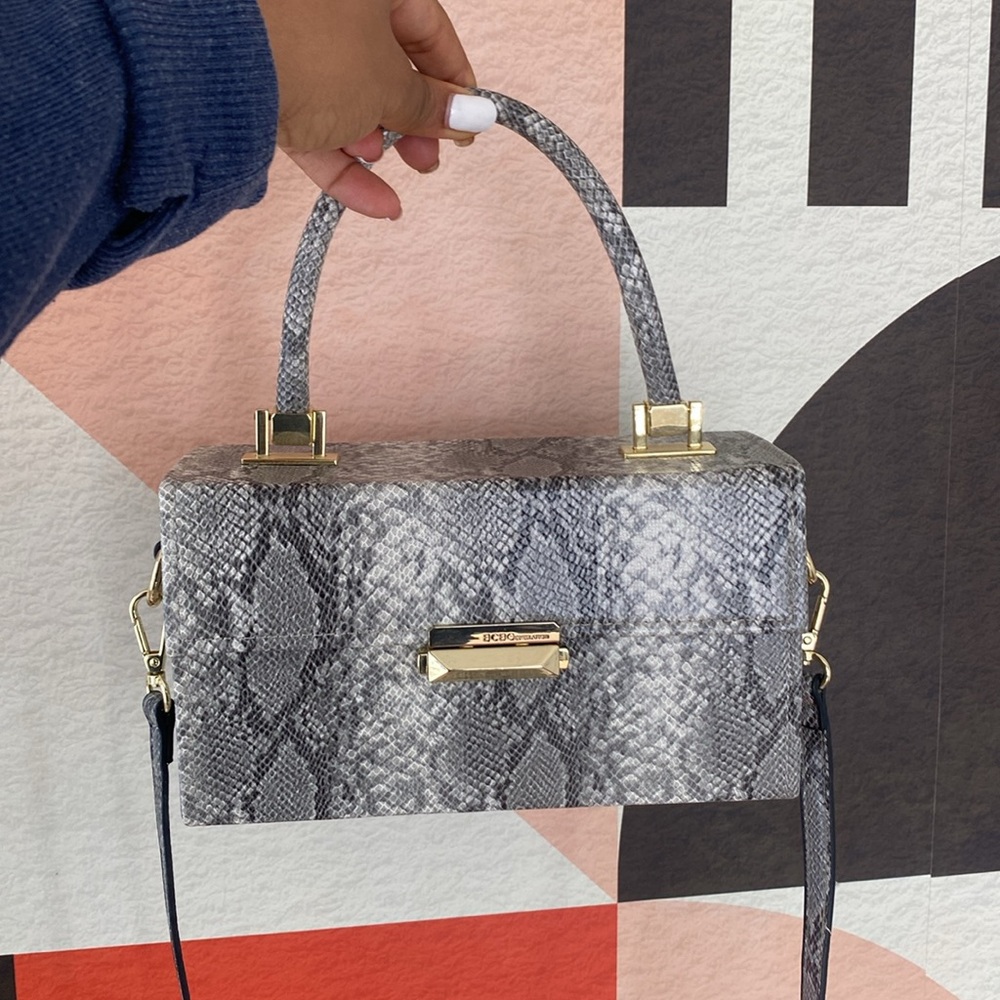 Cross Body Top Handle Bag with Metallic Accents